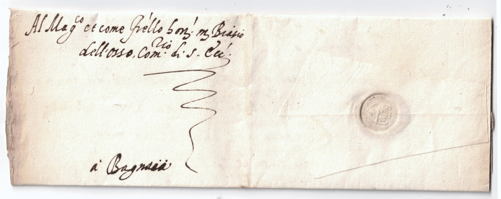 PAPAL STATES. Letter from Rome to Bagnaia, 1564. 23258